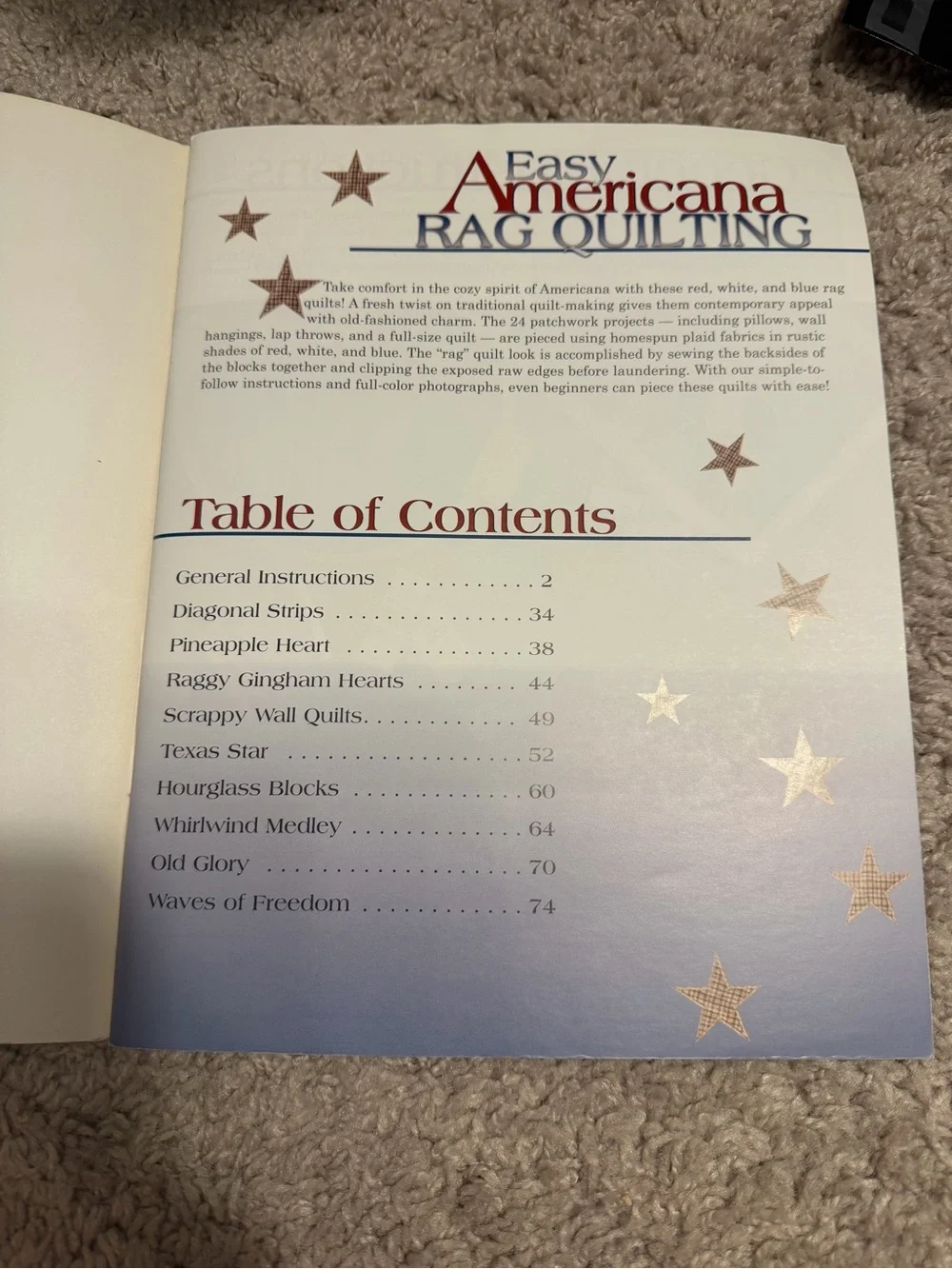 Easy Americana Rag Quilting Book – Blue, Red & White Designs
